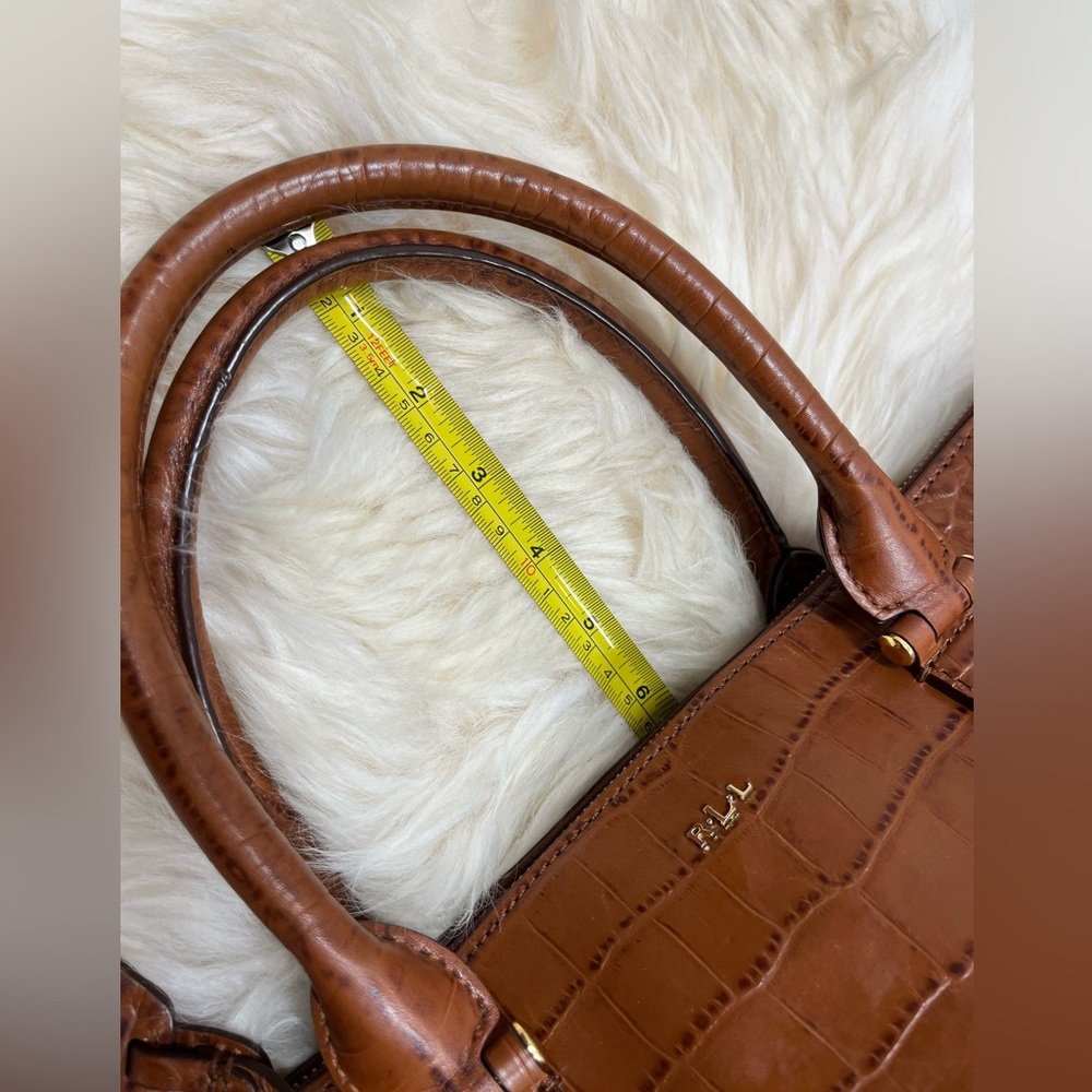 Lauren Ralph Lauren Lanesborough Bourbon Leather Genuine Croc Embossed  Satchel - Picture 17 of 17